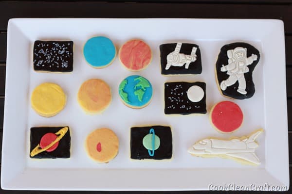 Space and Planet Sugar Cookies - space themed birthday party food